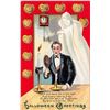 Image 1 : Halloween Greetings Man & Ghost Holiday Greeting Postcard
