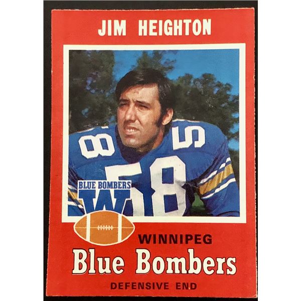 1971 O-PEE-CHEE CFL JIM HEIGHTON ROOKIE CARD