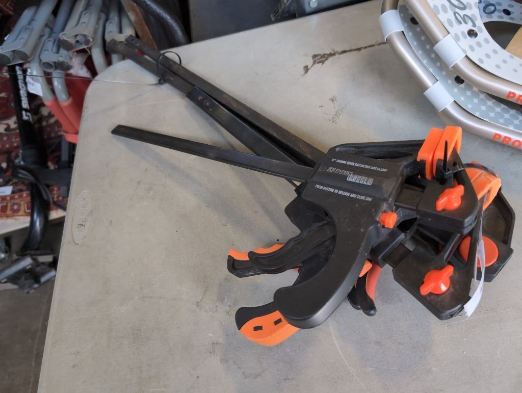 4 QUICK GRIP CLAMPS, 18 INCH AND 12 INCH