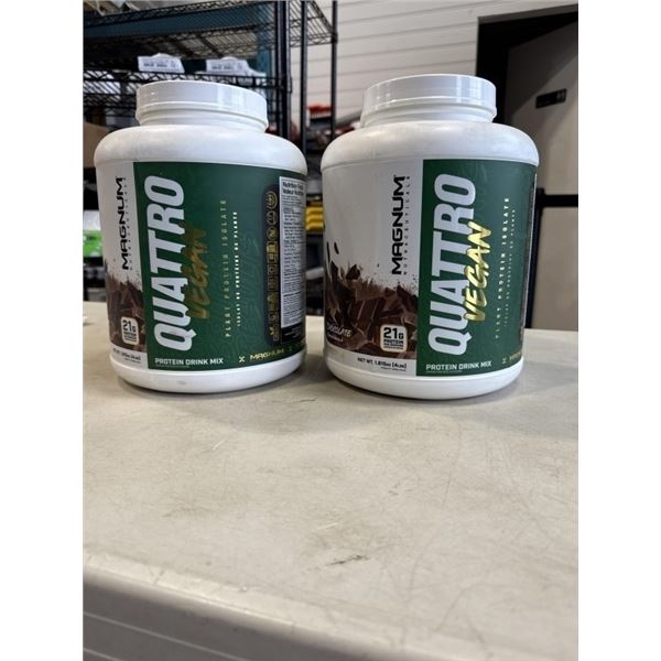 2 NEW SEALED MAGNUM QUATTRO VEGAN PROTEIN DRINK MIX, 21G EACH EXPIRES 2025-09