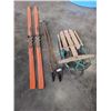 Image 1 : ANTIQUE CROSS COUNTRY SKIS AND POLES WITH SLED