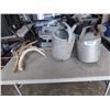 Image 1 : 2 VINTAGE GALVANIZED WATERING CANS AND ASSORTED ANTLERS