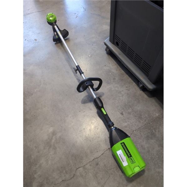 GREENWORKS PRO 60V ELECTRIC WEED EATER WITH BATTERY, DEAD NO CHARGER