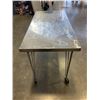 Image 2 : STAINLESS TABLE ON WHEELS, APPROX. 2' X 4'