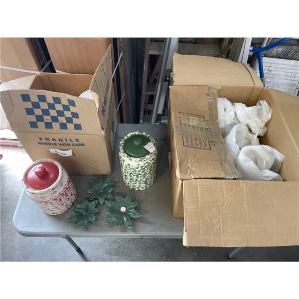 TWO BOXES OF CERAMIC CANNISTERS