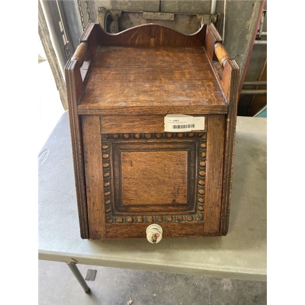 ANTIQUE COAL SCUTTLE, FLOUR TIN AND RILEYS TOFFEE CONTAINER