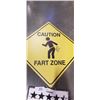 Image 2 : 'FART ZONE' METAL SIGN AND WOOD SIGN 'WOULD POOP HERE AGAIN"