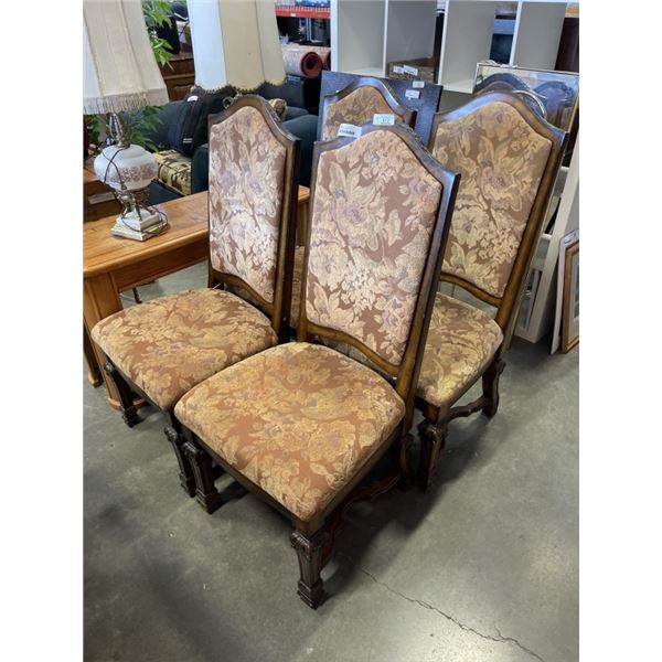 SET OF 4 HIGHLEY DECORATED AND CARVED DINING CHAIRS