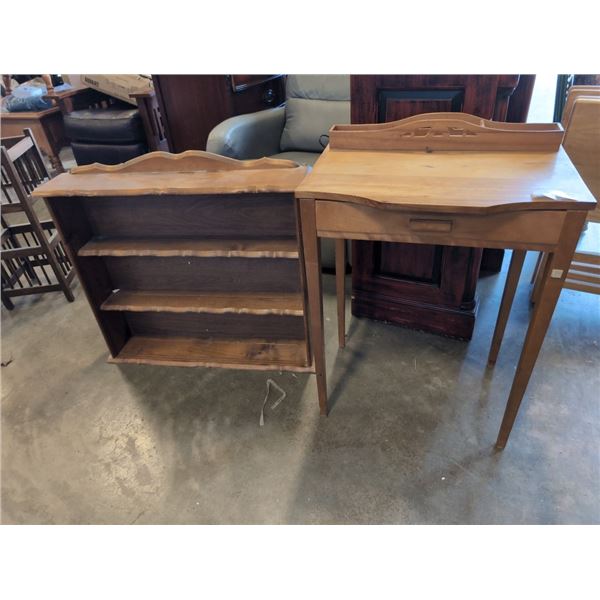 ANTIQUE TELEPHONE TABLE AND DISPLAY SHELF