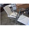 Image 2 : GLASS TOP METAL BASE TABLE WITH 2 WHITE LEATHER CHAIRS