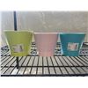 Image 2 : NEW CERAMIC IKEA DISCONTINUED PAPAJA PLANTERS X11 - 5 PINK, 3 BLUE, 3 GREEN - TOTAL RETAIL $110