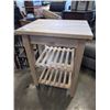 Image 1 : BUTCHER BLOCK TOP ROLLING KITCHEN CART
