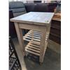 Image 2 : BUTCHER BLOCK TOP ROLLING KITCHEN CART