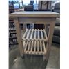 Image 3 : BUTCHER BLOCK TOP ROLLING KITCHEN CART