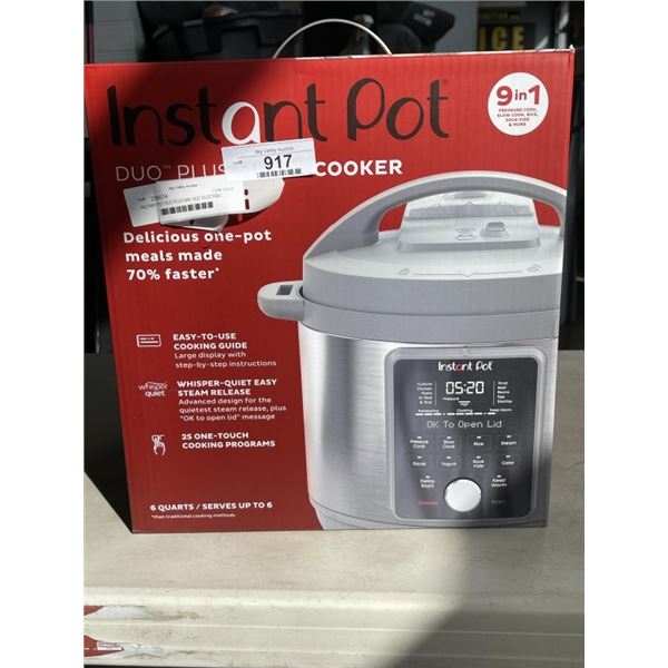 INSTANT POT DUO PLUS 9IN1 6QT ELECTRIC PRESSURE COOKER - TESTED WORKING, RETAIL $199