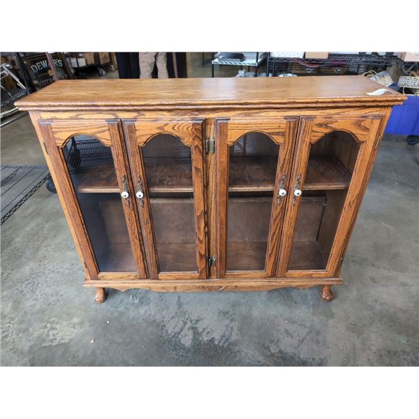 OAK GLASS DOOR DISPLAY CABINET