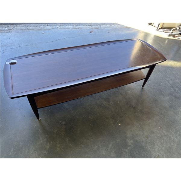 MID CENTURY MODERN WALNUT COFFEE TABLE, 60" X 21"