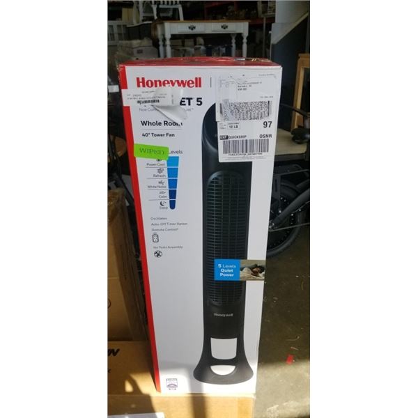 HONEYWELL 40 INCH OSCILLATING TOWER FAN - TESTED WORKING NO REMOTE, RETAIL $189