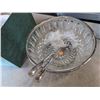Image 3 : LEAD CRYSTAL SERVING BOWLS AND SILVERPLATE SERVICE UTENSILS, PAINTED TILES ETC