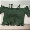 Image 1 : Black one piece with lace size M with Olive green crop top for women Size S