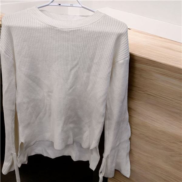 White full sleeves sweater and Grey Mini Skirt Size M