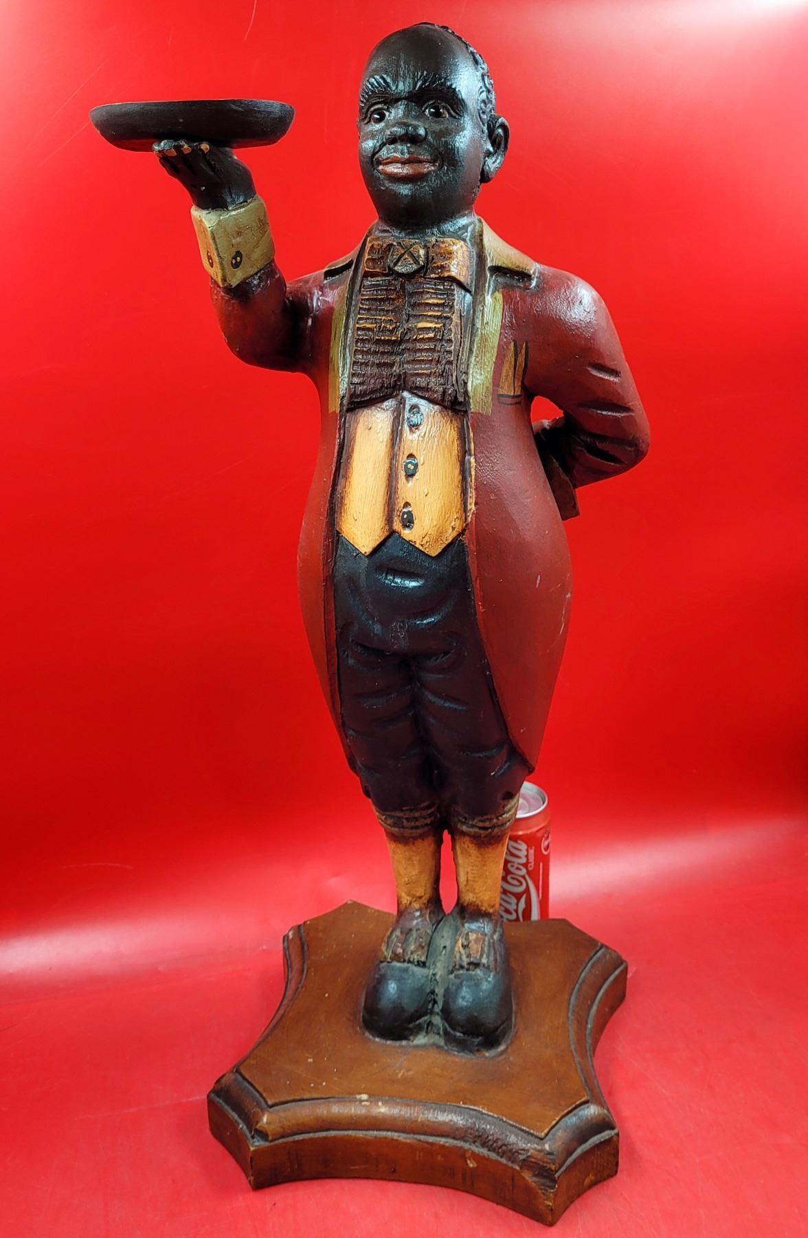 Butler Statue Use VTG Dumbwaiter Wooden Butler Statue