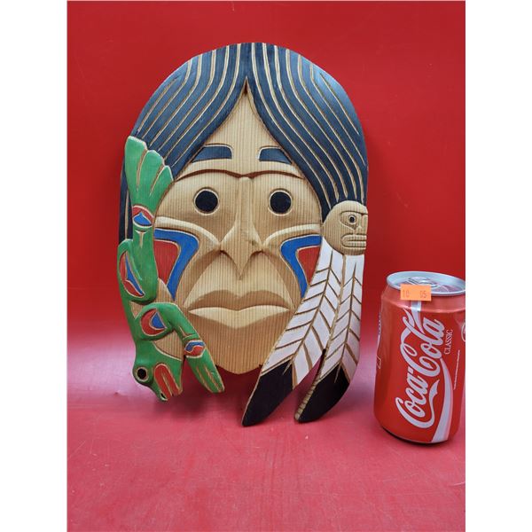 Signed Hand Crafted Wooden First Nations Plaque/Décor