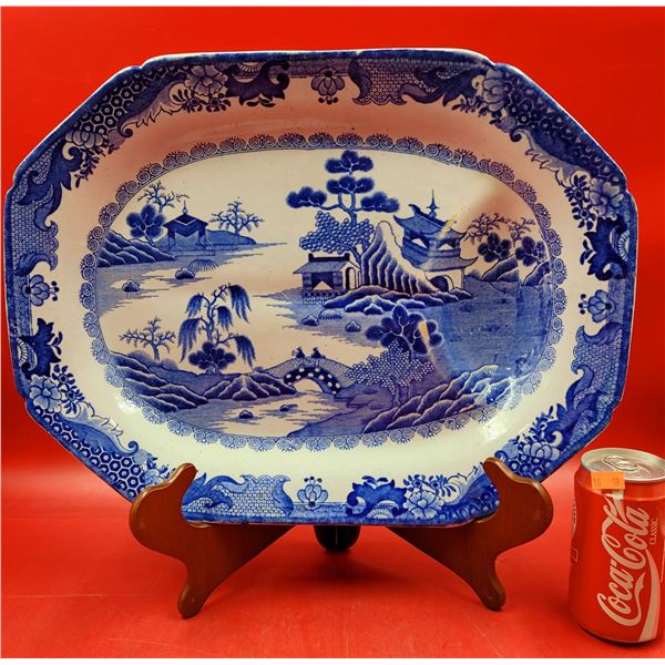 19th Century Blue Willow Serving Platter