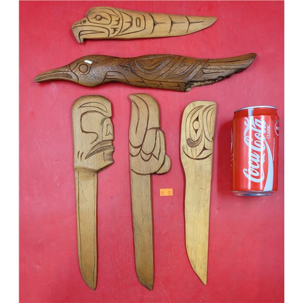 Hand Carved First Nations Pacific Northwest Coast Cedar Pieces