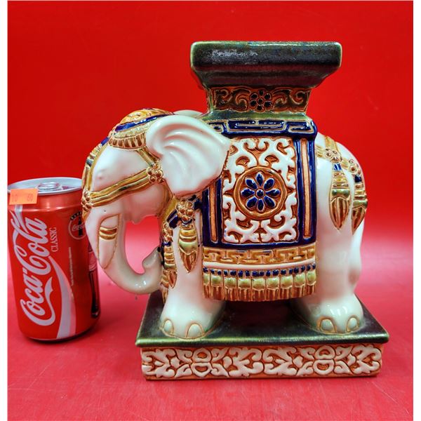 VTG Small Pottery Asian Elephant Plant Stand
