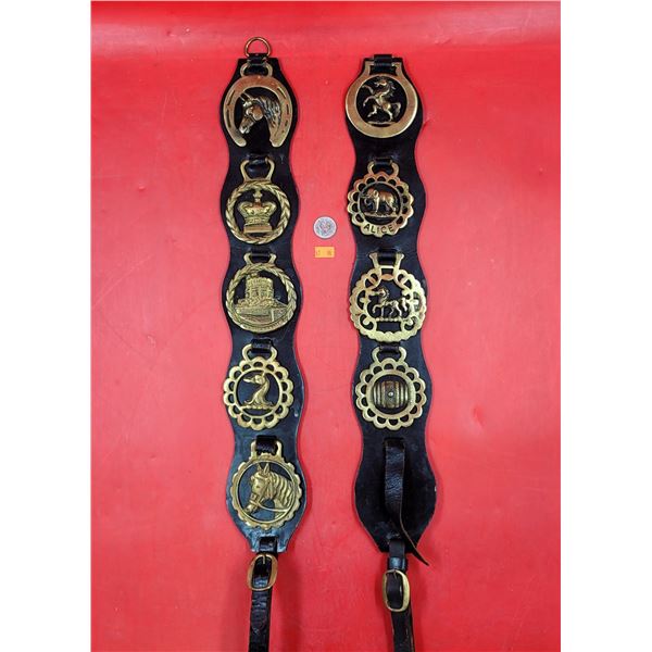2 Leather Strap Horse Brasses