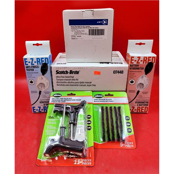Deluxe Tire Plug Kit, Tire Repair Plugs, E-Z-RED Anti-Freeze Tester, Battery Hydrometer & More