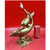 Image 1 : Brass Mother & Baby Dolphin Sculpture Statue