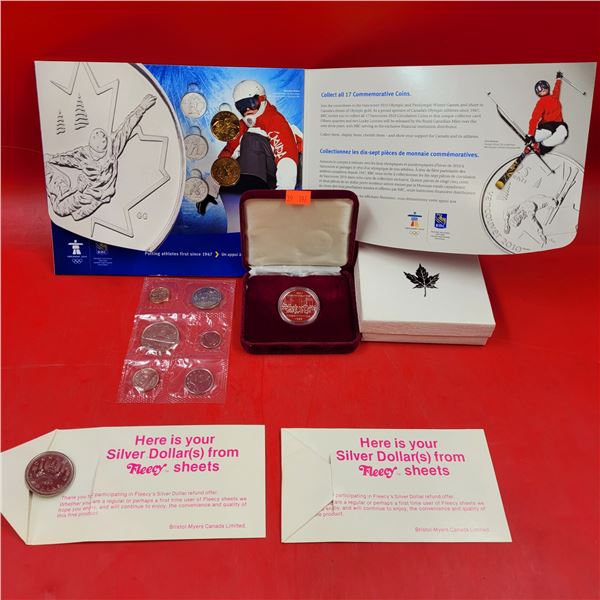 Fleecy Promotional Nickel Silver Dollars, Vancouver 2010 Olympics Coins, & 1982 Canadian 6-Coin Set