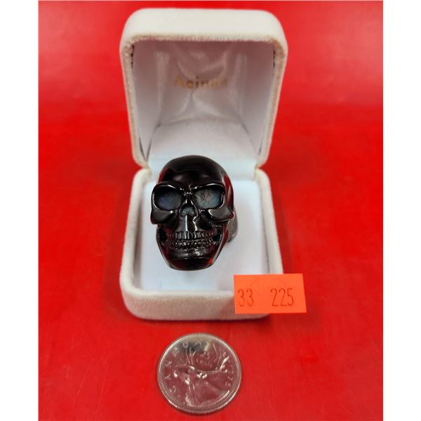 Large Heavy Black Skull Biker Ring