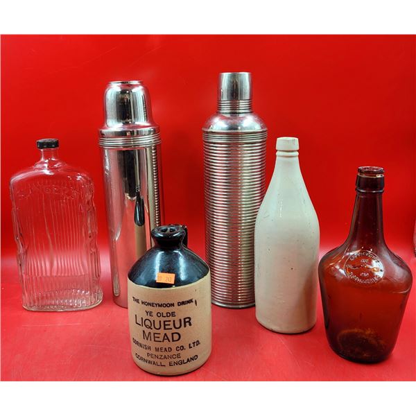 Antique Frankfort Distilleries Whiskey & Slingers Ribbed Wine Bottle w/ Original Cap (Title In Desc)