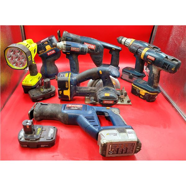 Large Lot Of Cordless Ryobi Power Tools