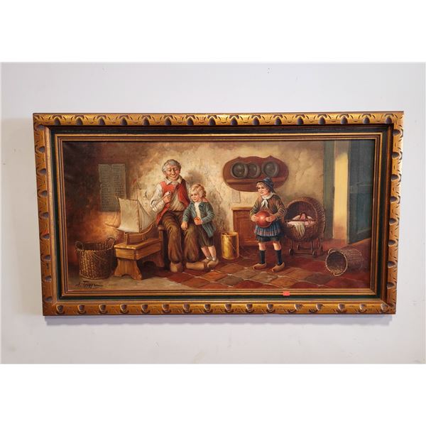 Antique Framed & Signed Original Oil Painting 45½" x 25½"