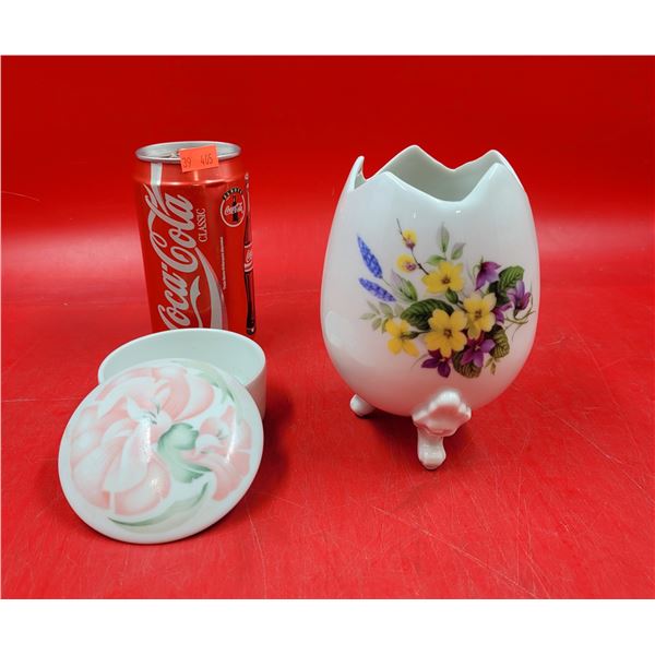 Limoges Hand Painted Floral Planter & Anais Anais Trinket Box