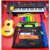 Image 1 : Musical Instrument Lot (Keyboard, Xylophone, Ukulele, Recorder) & Chinese Knottings