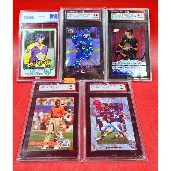 KSA Graded Sports Cards w/ Cases (Pettersson, Favre, Fox, etc.)