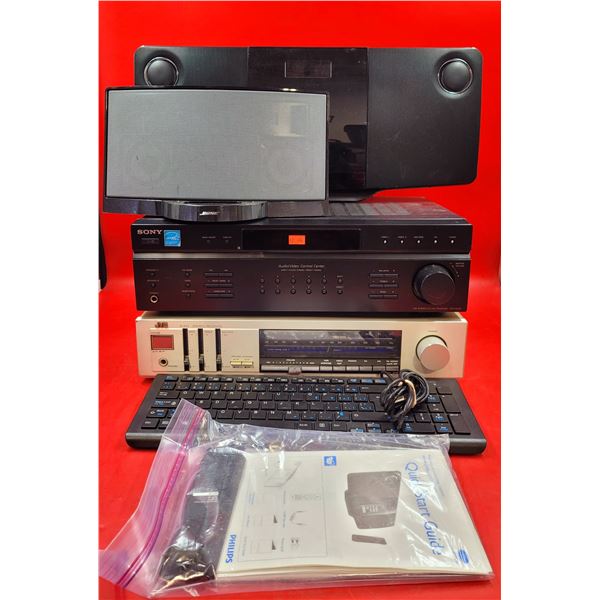 Electronics Lot w/ Sony AV Control Center, JVC Stereo Receiver, Docking Stations, & More