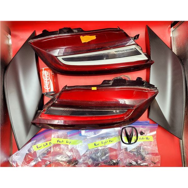 Car Part Lot w/ Honda Taillights, Emblem, Assorted Hardware, & More