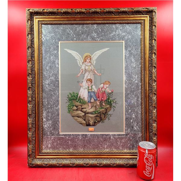 Framed "Guardian Angel" Cross Stitch