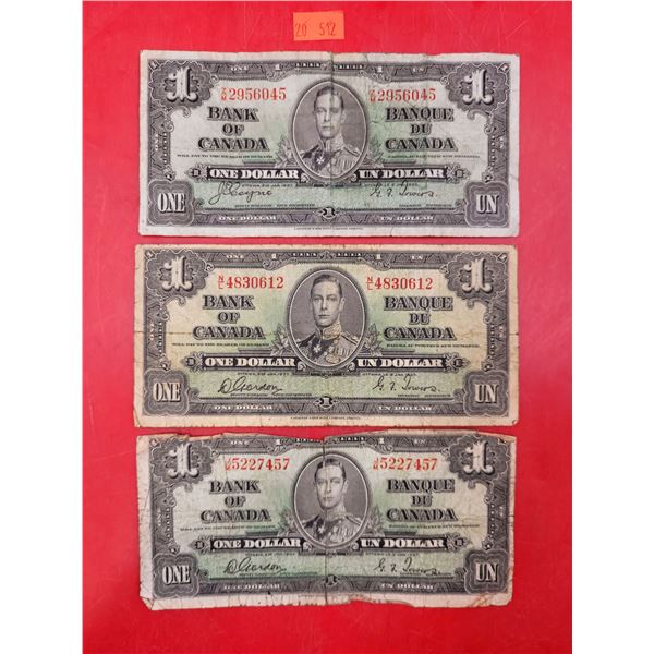 1937 King George Canadian Dollar Bills
