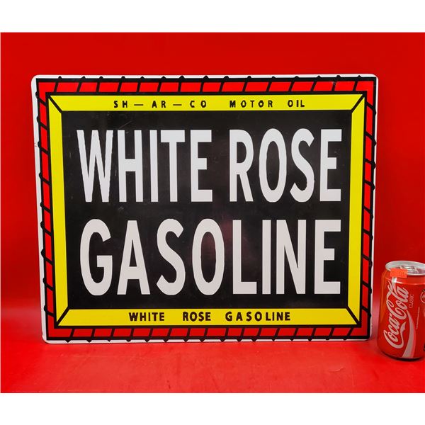 Metal White Rose Gasoline Advertising Sign