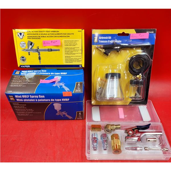 Painting Supplies w/ Dual Action Gravity Feed Airbrush, Mini HVLP Spray Gun, Airbrush Kit, & More