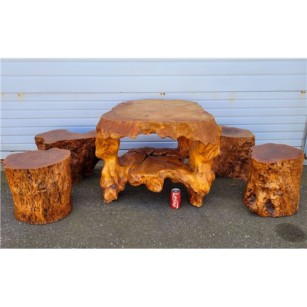 Live Edge Teak Table & Stools