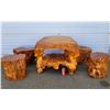 Image 1 : Live Edge Teak Table & Stools