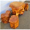Image 3 : Live Edge Teak Table & Stools